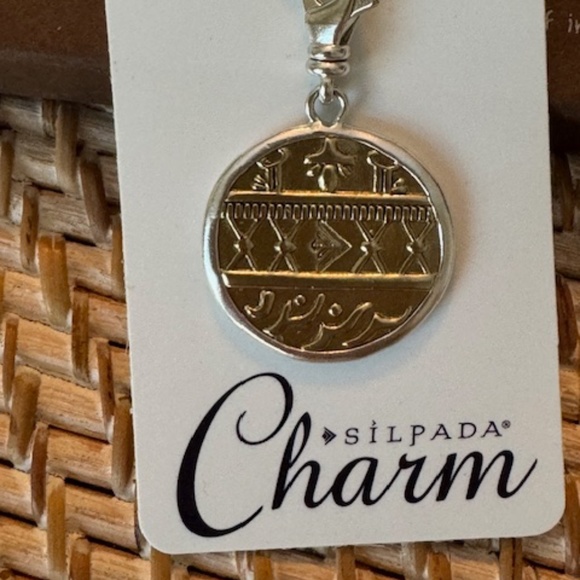 New! Silpada "Bronze Age" Reversible Sterling Silver Charm - Picture 1 of 6